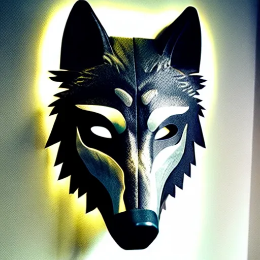 Prompt: mask of wolf, studio photo, lighting