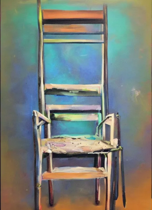 Prompt: chair, paint drips, oil paint, depth