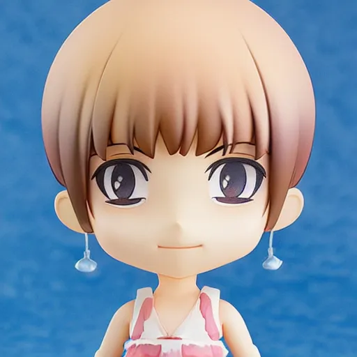 Image similar to beautiful water color concept art of face detailing cute nendoroid girl in the style of idol master, toon rendering, close-up, flat, lacking in three-dimensionality, flat tone