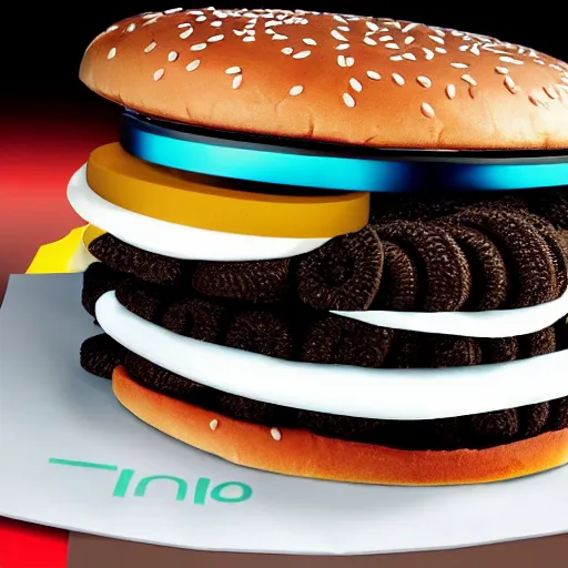 Prompt: New Mcdonalds burger the Big MacOreo - A big mag but with oreo crackers instead of a bun