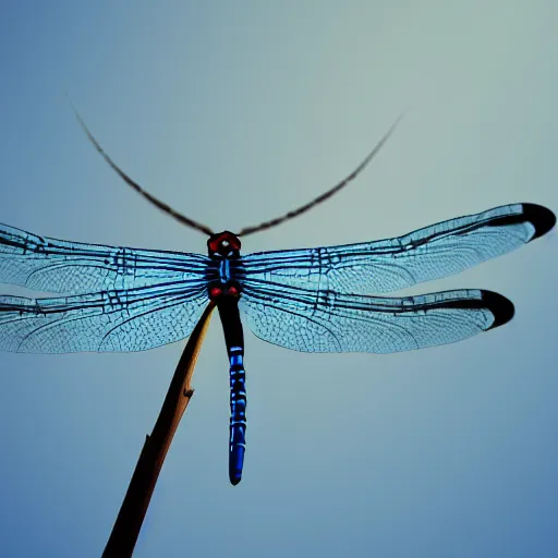 Prompt: a blue sky with dragonflies, hyper realistic