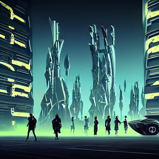 Prompt: futuristic citizens and vehicles, on the Moon, long shadows, holographic trees in a Russian high-rise community cyberpunk city called Neo Kudrovo, pitch black sky with stunning bright stars, bright sun, high contrast, lively, freaky, black sky full of stars, LEDs, holograms, blinding bright sun, sci-fi, cyberpunk outfits, photorealistic, grainy, 35mm, intricate, very very beautiful, elegant, smooth, cinematic, Unreal Engine 5, by Beeple