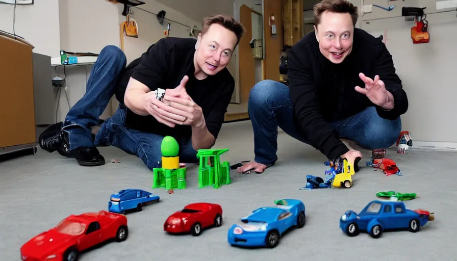 Image similar to Elon Musk playing with toys