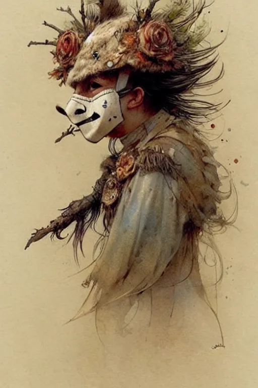 Prompt: ( ( ( ( ( traditional mask. muted colors. ) ) ) ) ) by jean - baptiste monge!!!!!!!!!!!!!!!!!!!!!!!!!!!