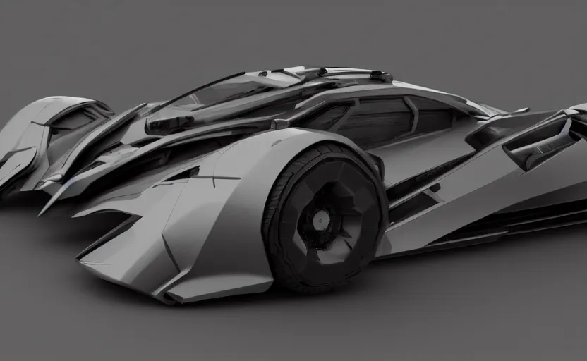 Prompt: A 2025 Batmobile Concept, studio lighting, extreme detail, very high quality, 3D render, octane render