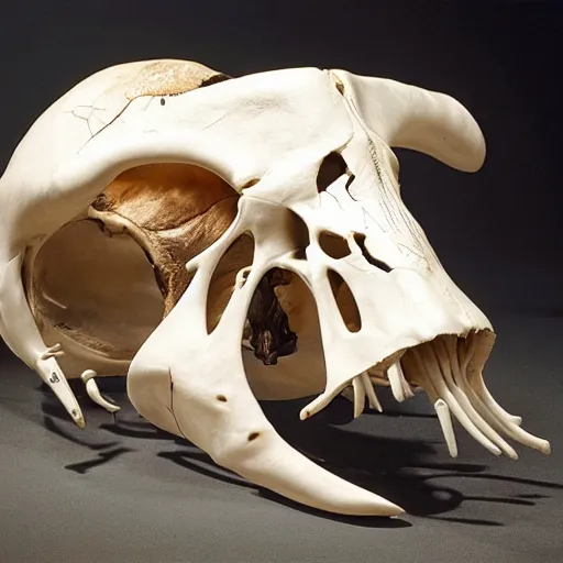 Image similar to a scientific display of a cow skull