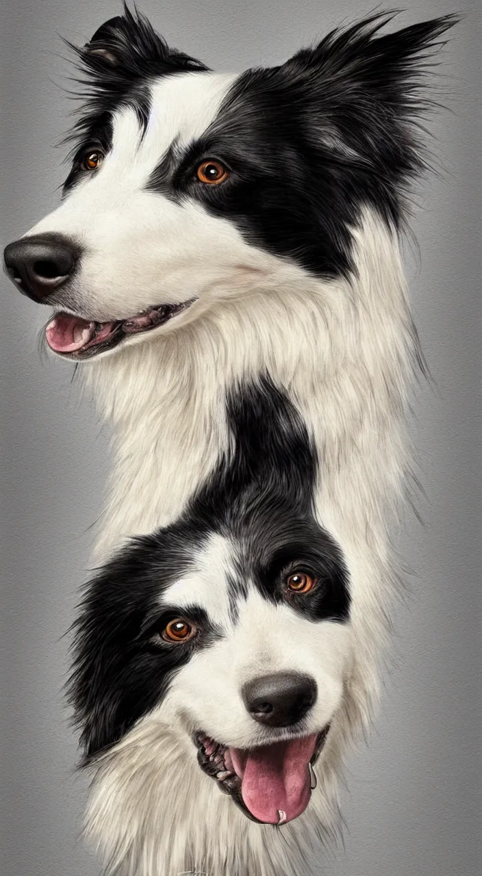 Prompt: portrait of a border collie, beautiful, highly detailed, artstation, illustration, concept art, digital painting