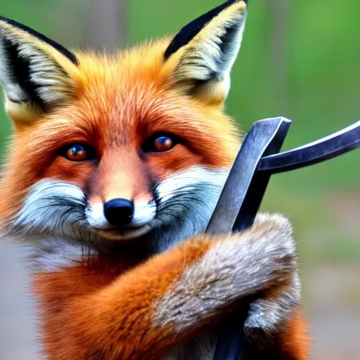 Image similar to fox holding a sword