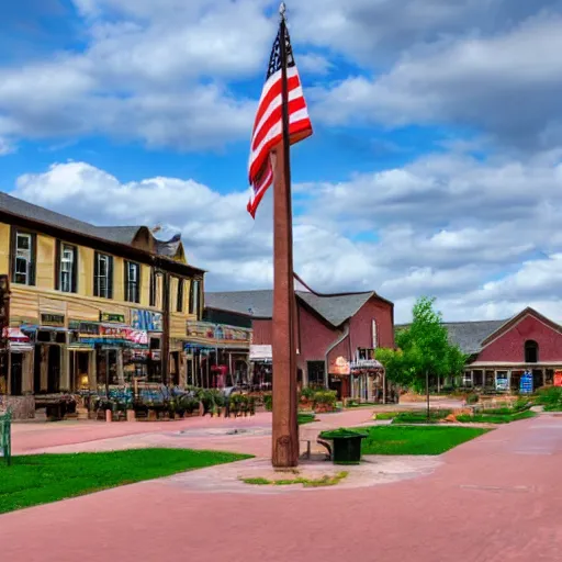 Prompt: The town square of a typical town in Arkansas