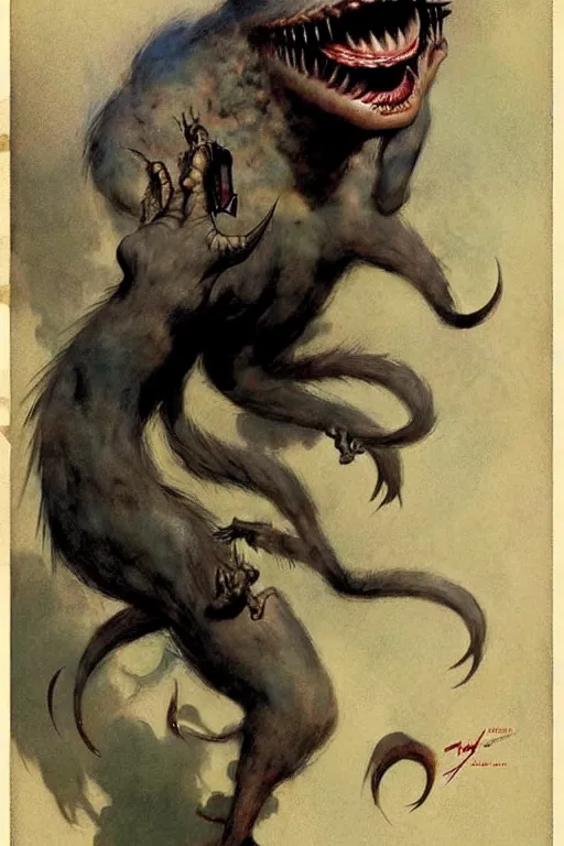 Image similar to (((((1950s movie monster cover art . muted colors.))))) by Jean-Baptiste Monge !!!!!!!!!!!!!!!!!!!!!!!!!!!