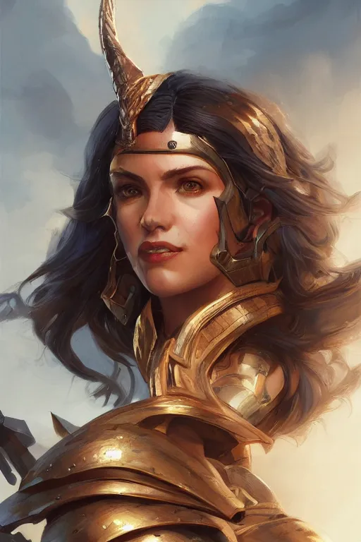 Image similar to amazon valkyrie athena, d & d, fantasy, portrait, highly detailed, headshot, digital painting, trending on artstation, concept art, sharp focus, illustration, art by artgerm and greg rutkowski and magali villeneuve