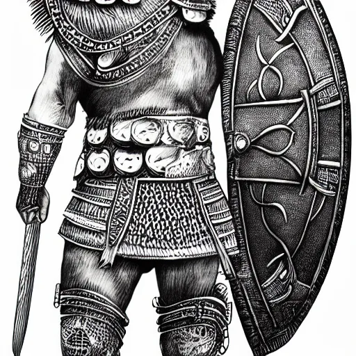 Image similar to viking warrior illustration, manequim structure, 4k detailed, black ink on white paper, how to draw