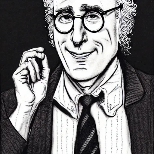 Prompt: larry david drawn by r. crumb