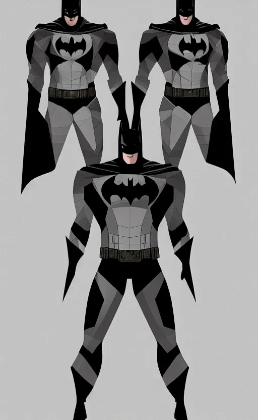 Image similar to cubist batman suit design, concept art, detailed, blank background, clean