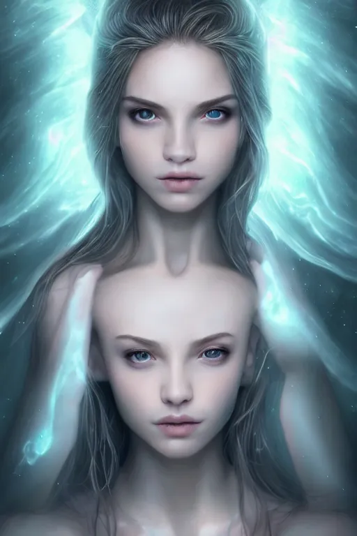 Image similar to a photographic portrait of an attractive young girl, partially clothed in ethereal armor, surrounded by faint whisps of plasma, emitting psychic powers, beautiful bone structure, perfectly proportioned face, perfect eyes, intricate, elegant, highly detailed, hyper detailed, trending on tumblr, by artgerm, by loish, fantasy scene, fantasy aesthetic, trending on Artstation