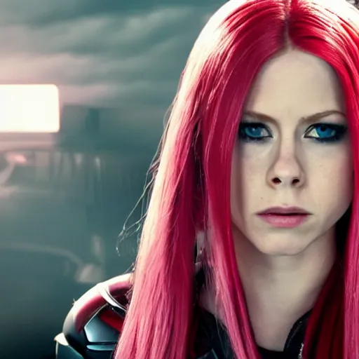 Image similar to movie still of Avril Lavigne as Black Widow, high quality, 4k