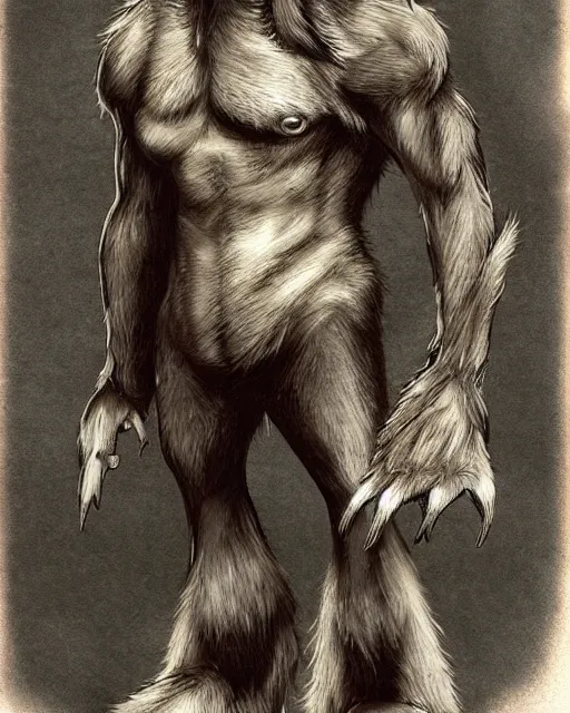 Image similar to character art of a werewolf, by ron spencer.