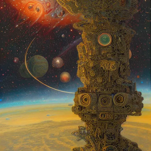 Prompt: Liminal space in outer space by Donato Giancola