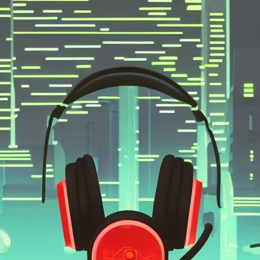 Image similar to headphones in a bottle, cyberpunk, Laurent Durieux style