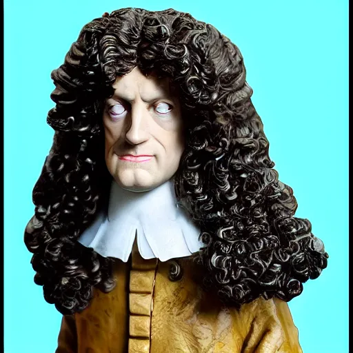 Image similar to 1 7 th century gottfried leibnitz wearing a wig stop motion vinyl action figure, plastic, toy, butcher billy style