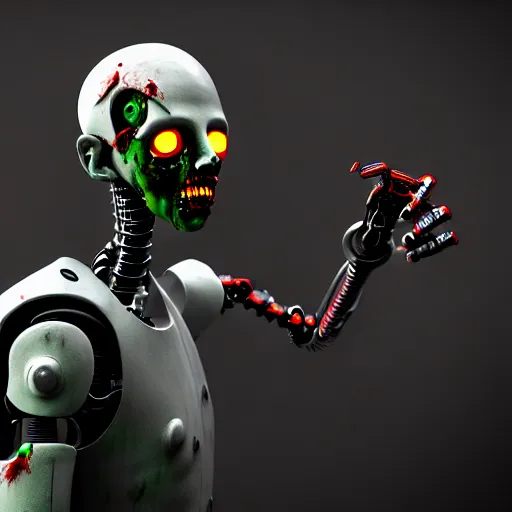 Prompt: zombie robot in nyc, photorealistic 3 d octane render, unreal engine, ultra detailed