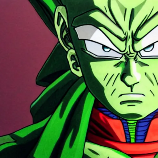 Image similar to ultra realistic portrait painting of piccolo, art by akira toriyama, 4 k, dragon ball artstyle, cel shaded, highly detailed, epic lighting