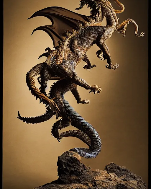 Image similar to photographs of a mythical manticore, a legendary animal with the head of a man, the body of a lion, and the tail of a dragon or scorpion 5 0 mm, studio lighting, in the style of national geographic