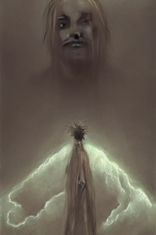 Prompt: by beksinski, photographic portrait of the saint of the pit, highly detailed, dramatic lightning, octane render, 4 k,