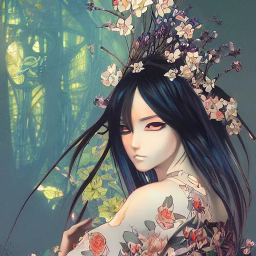 Image similar to emo japanesque electric girl gumi, anime style, hyper detailed, illustration, digital painting, art by artgerm and greg rutkowski and alphonse mucha, high delicate defined details, anime stylized, highly detailed, realistic, sharp focus, styled by rhads