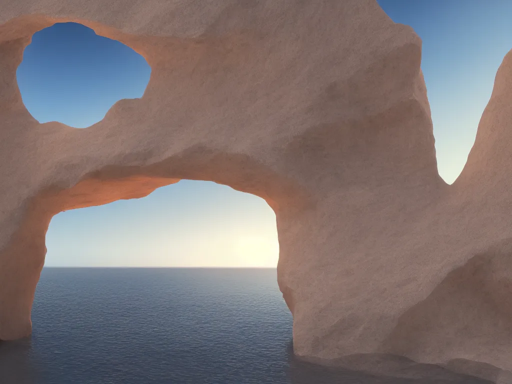 Prompt: A sunset over the Mediterranean sea diffusing soft light with jagged cliffs by James Turrell, 8k, octane render, ultra sharp