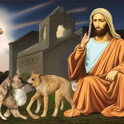 Image similar to jesus christ regrets buying doge coin