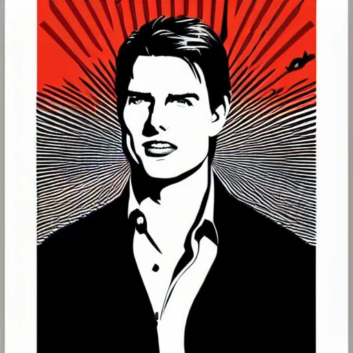 Prompt: tom cruise poster by shepard fairey