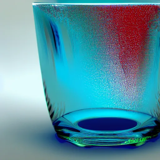 Prompt: A glass mug casting colorful dispersion caustics rendered with Octane Render