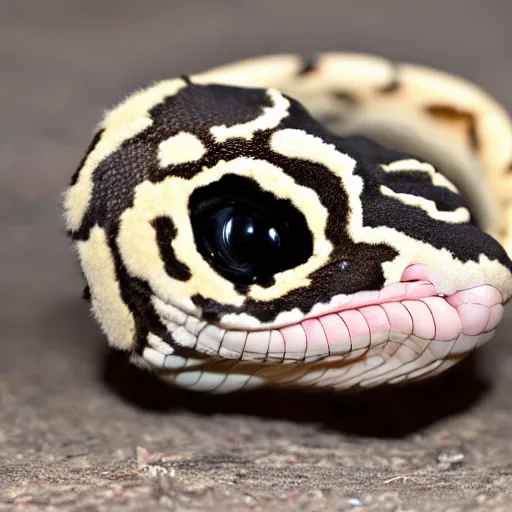 Image similar to photo of a fluffy ball python with fur