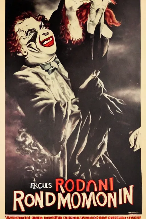 Image similar to the return of ronald mcdonald vampire vintage horror movie poster