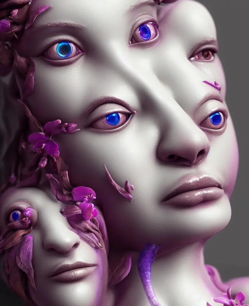 Image similar to goddess full painted acryllic sculpture close-up portrait. orchid bird betta fish, intricate artwork by Tooth Wu and wlop and beeple. octane render, trending on artstation, greg rutkowski very coherent symmetrical artwork. cinematic, hyper realism, high detail, octane render, 8k