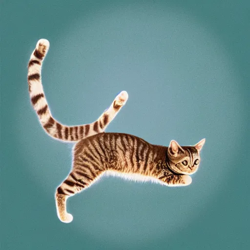 Prompt: the seventeen dimensional cat swings its tail through the quantum fields comprising our reality