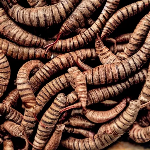 Prompt: the word worms spelled with earthworms