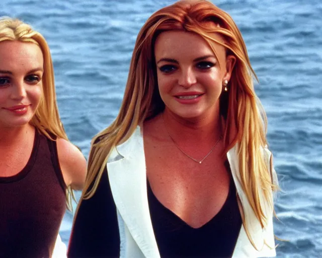 Image similar to britney spears as lindsay lohan and lindsay lohan in the parent trap, 1998, cdx