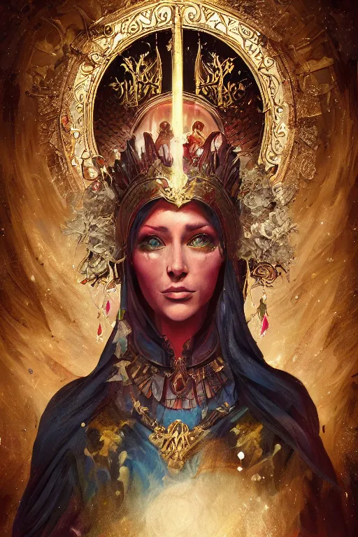 Prompt: the empress from major arcana character concept art, digital painting, mixed media, trending on artstation and deviantart, epic composition, magnum opus, highly detailed, 8 k