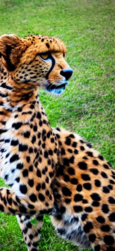 Image similar to a portrait photo of luffy as cheetah, side shot, by professional photographer, 8 k resolution, high quality