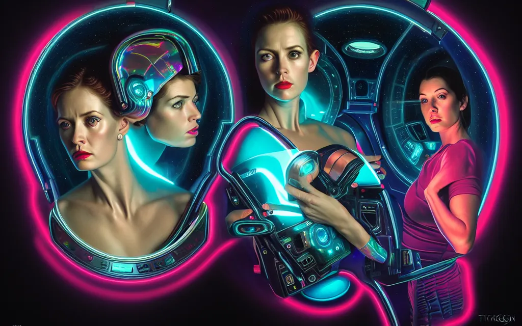 Image similar to Ladies in holograms of alien artifacts, electrical case display, total recall tech, , ultrarealistic, dramatic lighting, electrical details, high details, 4k, 8k, best, accurate, trending on artstation, artstation, photorealism, ultrarealistic, digital painting, style of Tristan Eaton Stanley Artgerm and Tom Bagshaw, Caravaggio,