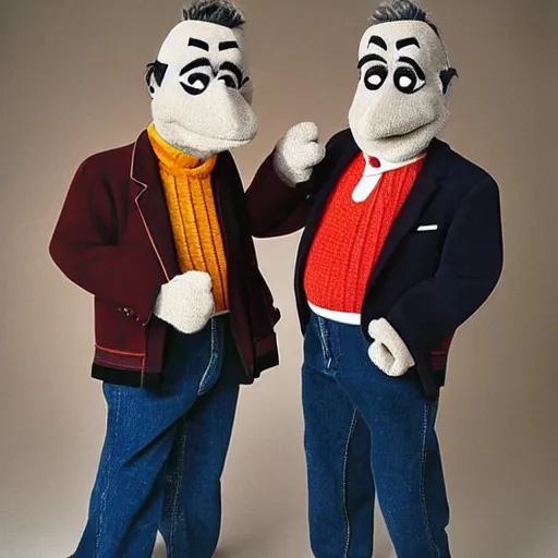 Image similar to bert & ernie as community college professors wearing leather elbow patch blazers