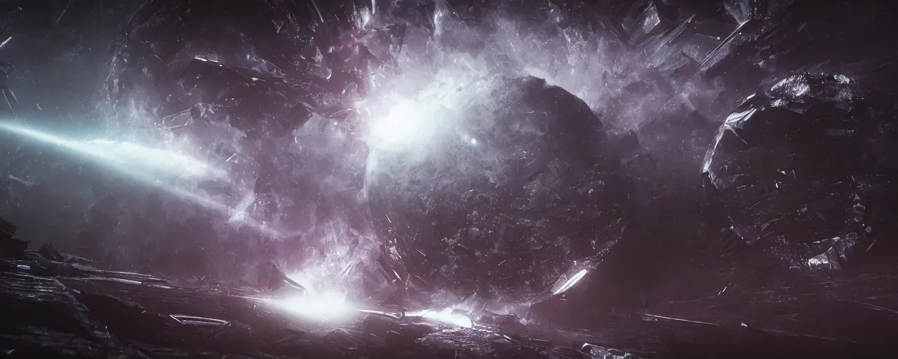 Image similar to a dark epic swirling galaxy, dark scifi, unreal engine, octane render, volumetric lighting