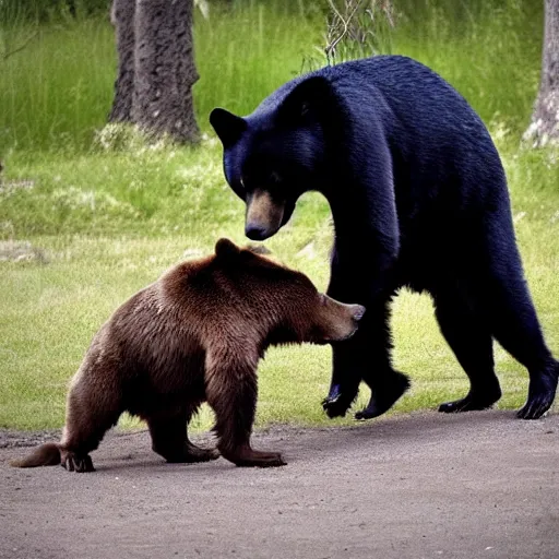 Image similar to a dog bullying a bear