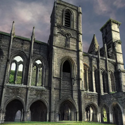 Image similar to imposing abbey, realistic, highly detailed, hd, unreal engine