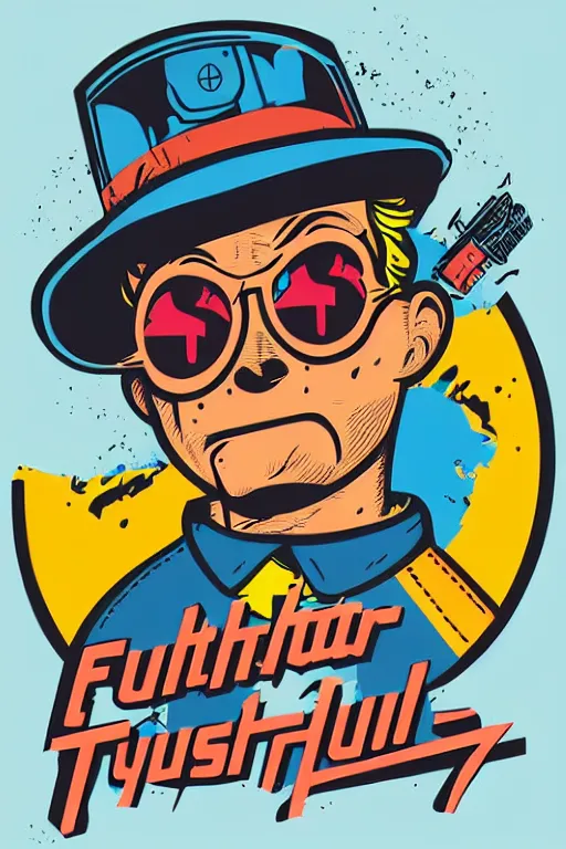 Image similar to fallout 7 6 retro futurist illustration art by butcher billy, sticker, colorful, illustration, highly detailed, simple, smooth and clean vector curves, no jagged lines, vector art, smooth andy warhol style