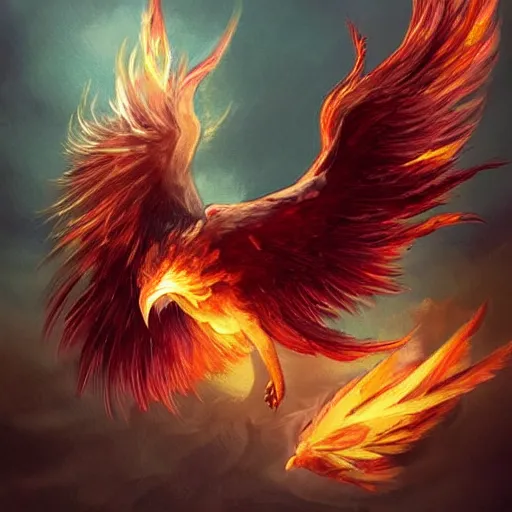 Prompt: cute baby phoenix flying, sparkling, embers, shining phoenix, volumetric light, dramatic light, sharp features, flowing fiery feathers, highly detailed, digital painting, background = library with books strewn about, artstation, concept art, smooth, sharp focus, beautiful feathers, expressive eyes, illustration, phoenix art by Artgerm, greg rutkowski, alphonse mucha