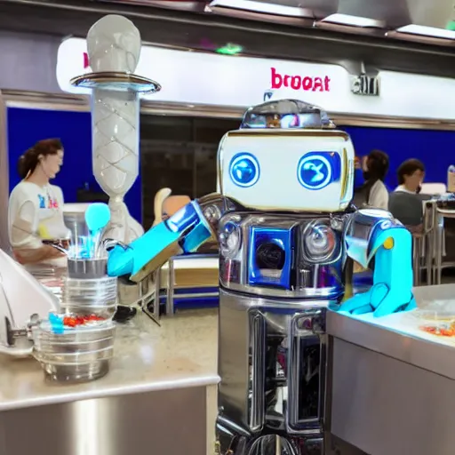 Image similar to robot serving ice cream.