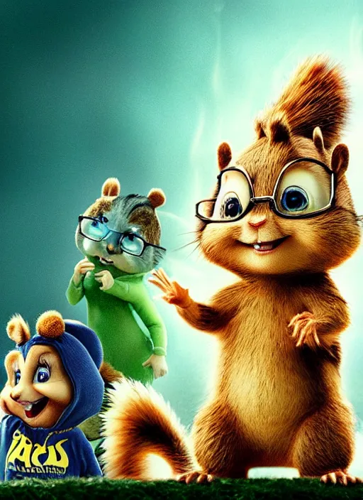 Image similar to alvin and the chipmunks horror movie poster